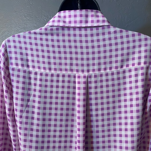 EXPRESS Purple and White Gingham Button Down Blouse - Picture 6 of 16